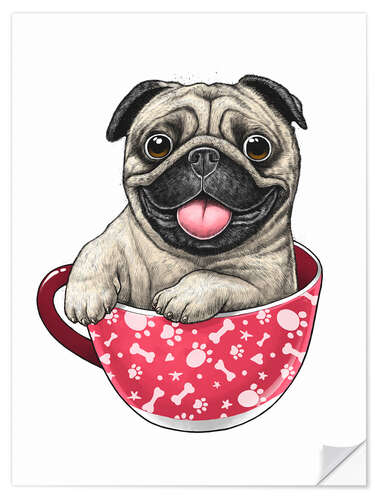 Naklejka na ścianę Coffee Pug