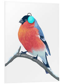 Foam board print Winter bullfinch