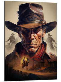 Tableau en aluminium Clint Eastwood - Old Cowboy