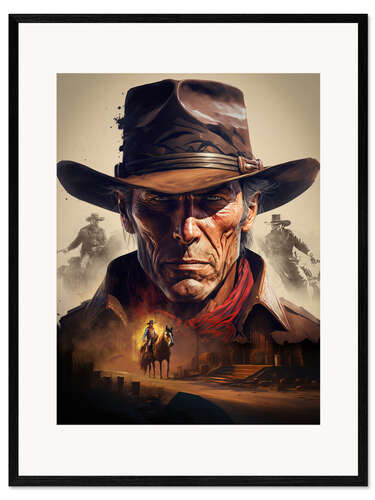 Gerahmter Kunstdruck Clint Eastwood - Old Cowboy