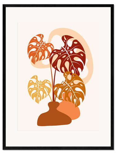 Kehystetty taidepainatus Boho Monstera in a Vase