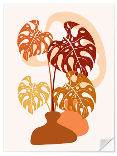 Selvklebende plakat Boho Monstera in a Vase