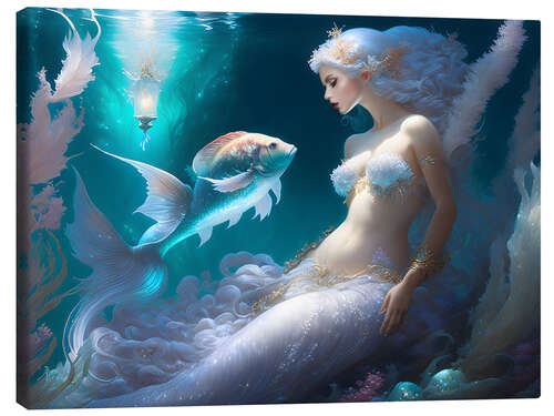 Stampa su tela Mermaid with Fish