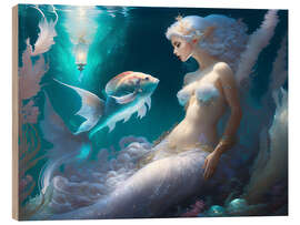 Quadro de madeira Mermaid with Fish