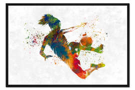 Gerahmter Kunstdruck Fußballspielerin in Aktion