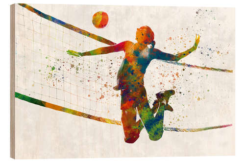 Quadro de madeira Volleyball Player in Action
