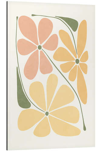 Aluminium print Pastel Flowers on Beige I