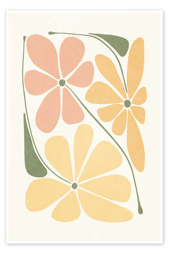 Plakat Pastel Flowers on Beige I