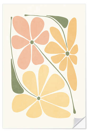 Wall sticker Pastel Flowers on Beige I