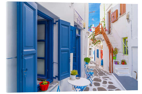 Acrylic print Typical Greek Street Scene on Mykonos