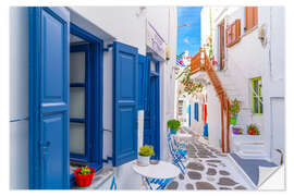 Naklejka na ścianę Typical Greek Street Scene on Mykonos