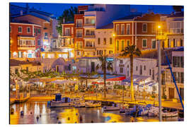 Magnettafel Cafés, Restaurants und Boote im Hafen von Menorca