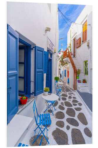 Tableau en PVC Street cafe on Mykonos