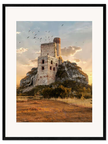 Ingelijste kunstdruk Castle Ruins at Sunrise