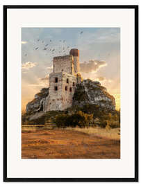 Ingelijste kunstdruk Castle Ruins at Sunrise