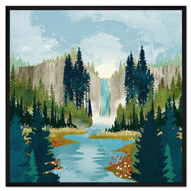 Gerahmter Kunstdruck Blick zum Wasserfall
