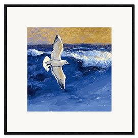 Framed art print Seagulls With Gold Sky II