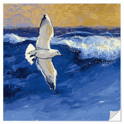 Sisustustarra Seagulls With Gold Sky II