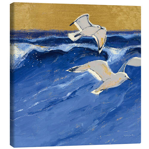 Canvas print Seagulls with Gold Sky I