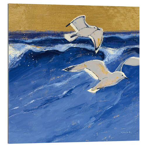 Gallery print Seagulls with Gold Sky I