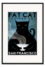 Gerahmter Kunstdruck Cat Coffee
