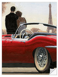 Selvklebende plakat A Ride in Paris