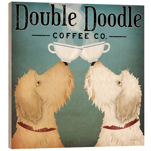 Hout print Double Doodle Coffee Co.