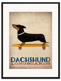 Gerahmter Kunstdruck Dachshund Longboards