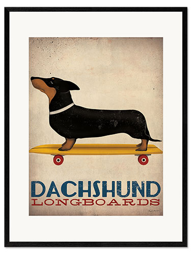 Impresión de arte enmarcada Dachshund Longboards