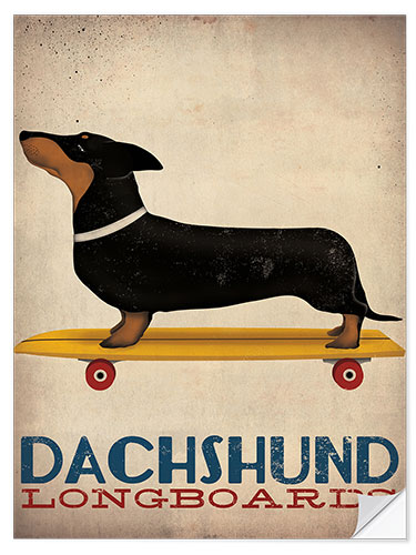 Muursticker Dachshund Longboards