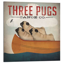 Gallery print Three Pugs in a Canoe