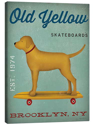 Canvas print Golden Dog on Skateboard