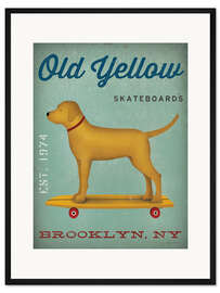 Gerahmter Kunstdruck Golden Dog on Skateboard