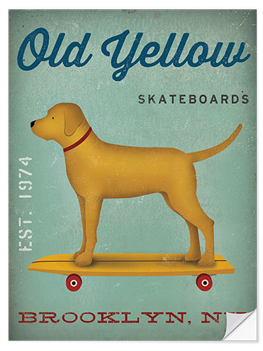Wall sticker Golden Dog on Skateboard