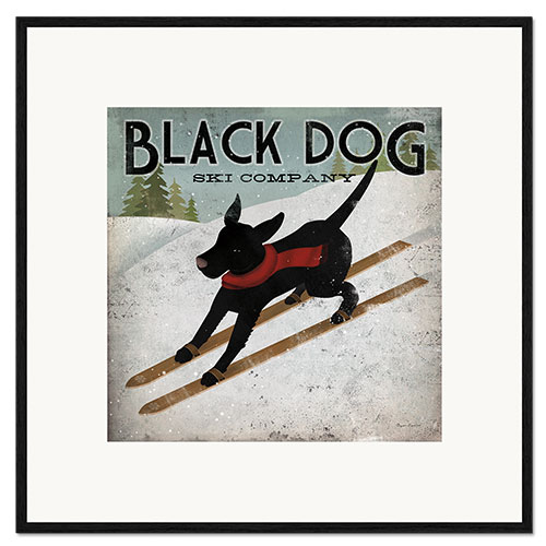 Ingelijste kunstdruk Black Dog Ski Company