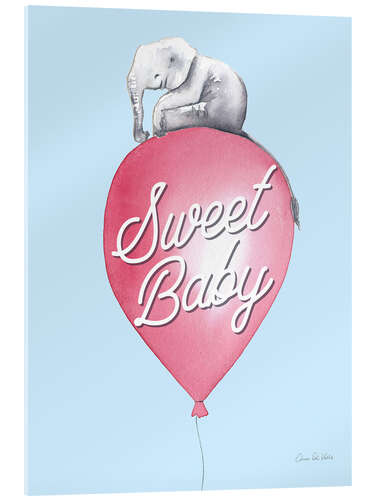 Acrylglas print Elephant on Balloon "Sweet Love"
