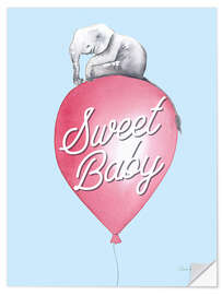 Naklejka na ścianę Elephant on Balloon "Sweet Love"