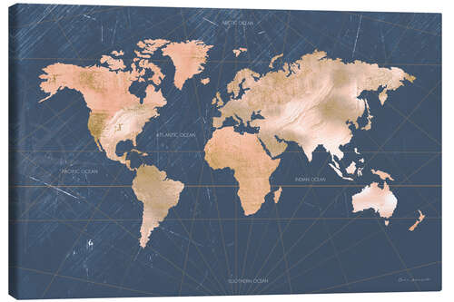 Canvas-taulu Marbled Worldmap