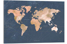 Quadro em plexi-alumínio Marbled Worldmap