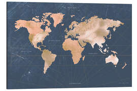 Magnettafel Marmorierte Weltkarte