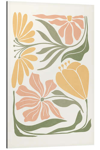 Aluminium print Pastel Flowers on Beige III