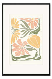 Gerahmter Kunstdruck Pastel Flowers on Beige III