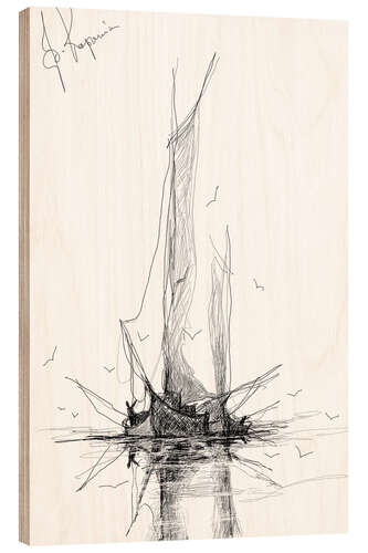 Wood print Fishing boat II