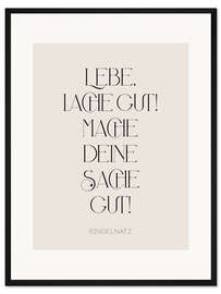 Gerahmter Kunstdruck Ringelnatz Zitat - Lebe, Lache Gut