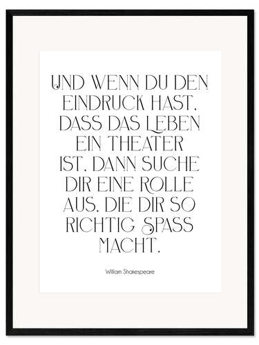 Framed art print Shakespeare Zitat - Theater