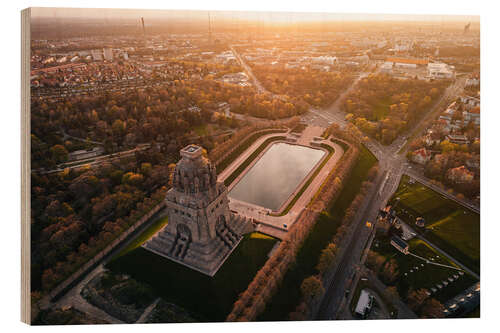 Cuadro de madera Sunset at the Monument to the Battle of the Nations