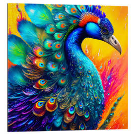 Quadro em plexi-alumínio Fluo Peacock I