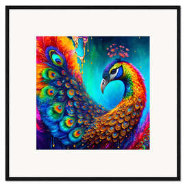 Innrammet kunsttrykk Fluo Peacock II