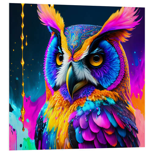 Foam board print Fluo Owl I