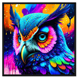 Gerahmter Kunstdruck Fluo Eule II
